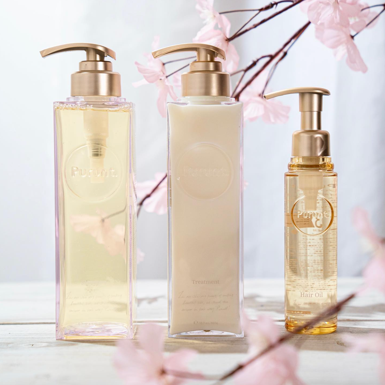 【ボトルセット+ヘアオイル】プルント モイストリッチリペア美容液シャンプー380mL&トリートメント 360g&ヘアオイル80mL