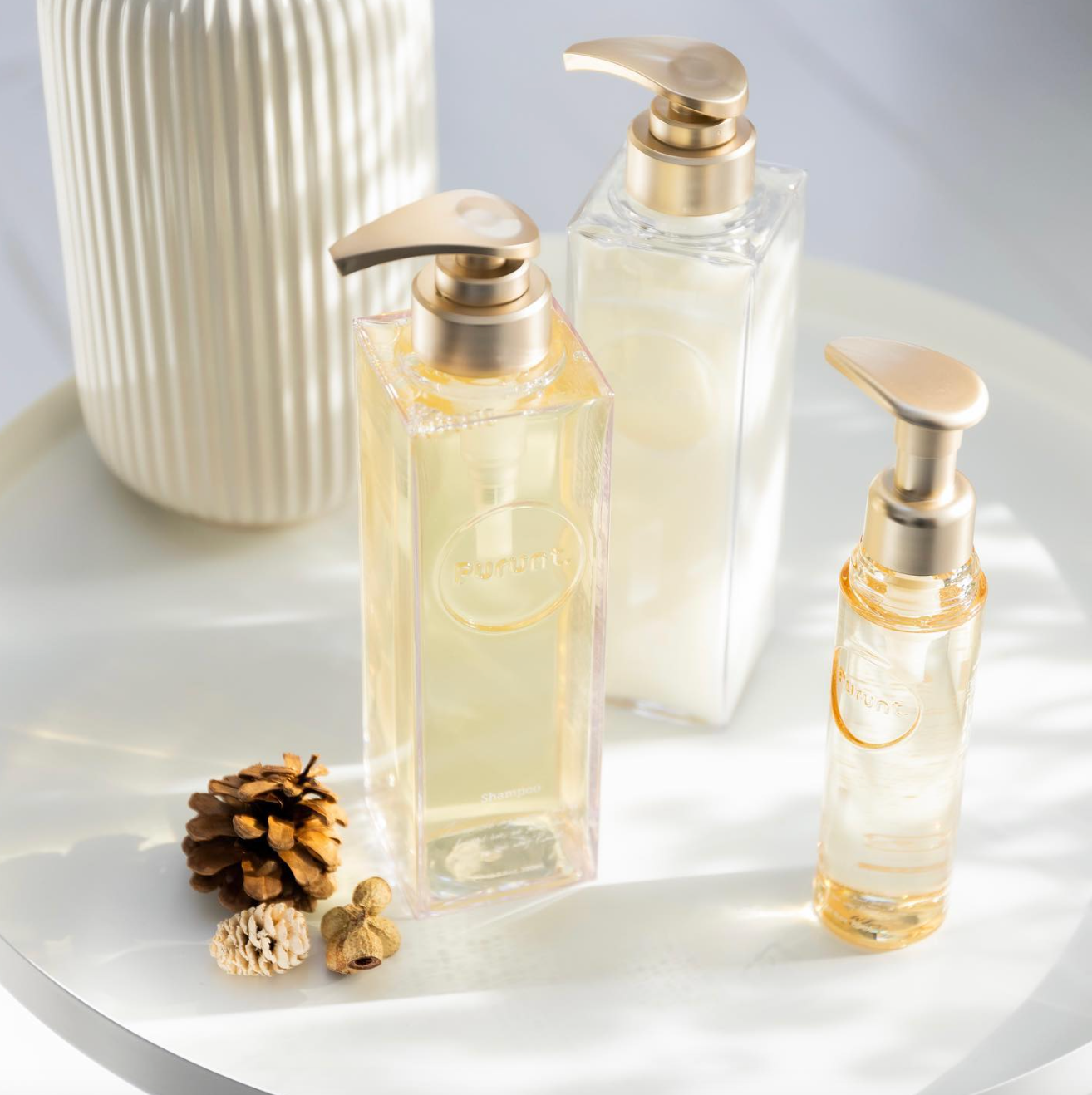 【ボトルセット+ヘアオイル】プルント モイストリッチリペア美容液シャンプー380mL&トリートメント 360g&ヘアオイル80mL