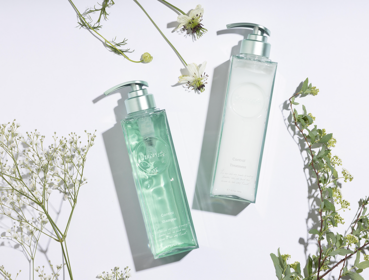 【ボトルセット】プルント コントロール 美容液シャンプー380mL& トリートメント360g