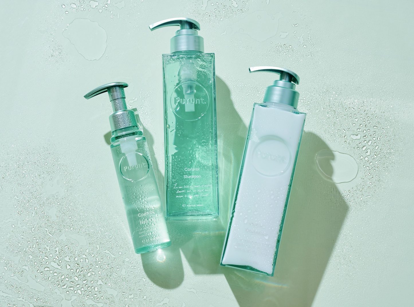 【ボトルセット+ヘアオイル】プルント コントロール 美容液シャンプー380mL& トリートメント360g&ヘアオイル80mL