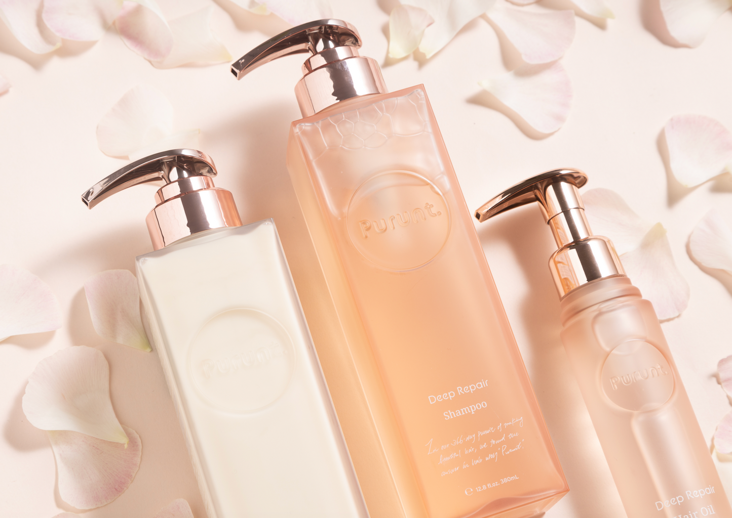 【ボトルセット+ヘアオイル】プルント ディープリペア美容液シャンプー380mL& トリートメント360g&ヘアオイル80mL