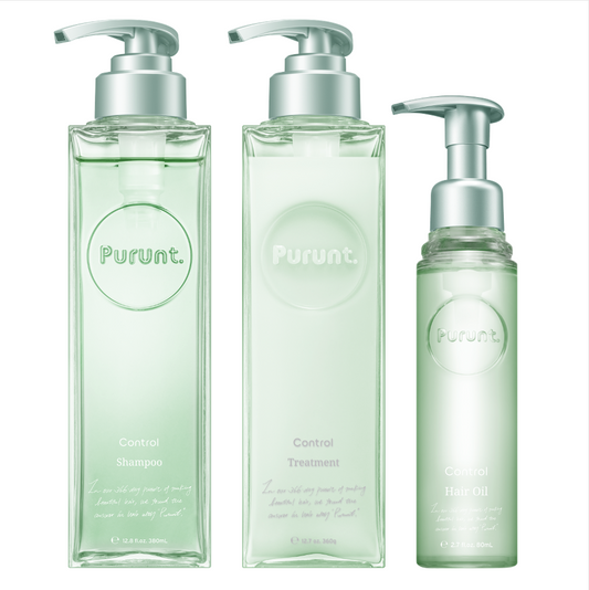 【ボトルセット+ヘアオイル】プルント コントロール 美容液シャンプー380mL& トリートメント360g&ヘアオイル80mL