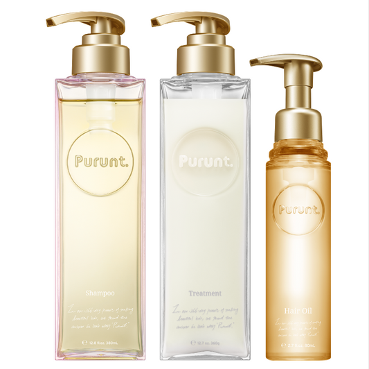 【ボトルセット+ヘアオイル】プルント モイストリッチリペア美容液シャンプー380mL&トリートメント 360g&ヘアオイル80mL