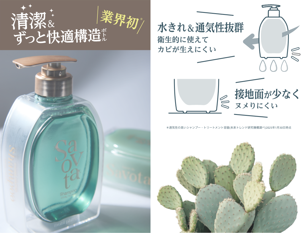 通気性抜群かつ設置面が少ない清潔＆ずっと快適構造ボトル